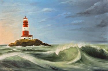 Schilderij getiteld "Seascape #5" door Tanya Shark, Origineel Kunstwerk, Olie