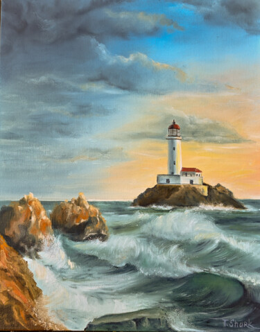 Painting titled "Seascape #7" by Tanya Shark, Original Artwork, Oil