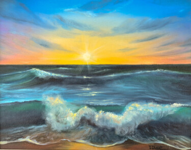 Painting titled "Seascape #8" by Tanya Shark, Original Artwork, Oil