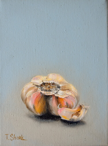 Schilderij getiteld "Garlic mini" door Tanya Shark, Origineel Kunstwerk, Olie