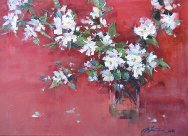 Painting titled "Spring breath" by Tanya Shendrik, Original Artwork, Oil Mounted on Wood Stretcher frame
