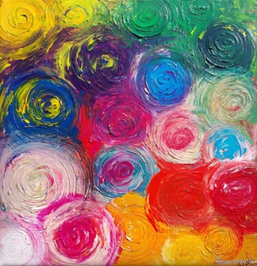 Painting titled "Life is a Circle" by Tanya Silva, Original Artwork, Acrylic Mounted on Wood Stretcher frame