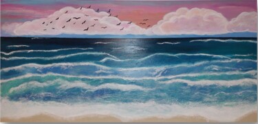 Картина под названием "Ocean in Paradise 1…" - Tanya Silva, Подлинное произведение искусства, Акрил Установлен на Деревянная…