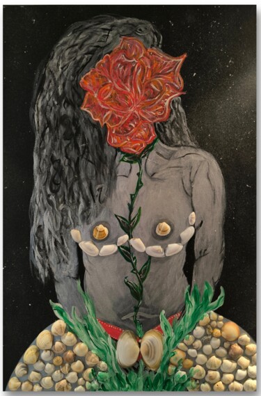 Painting titled "Woman in Universe 4…" by Tanya Silva, Original Artwork, Acrylic Mounted on Wood Stretcher frame