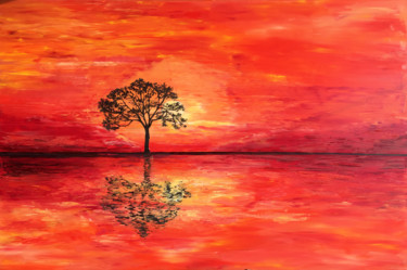 Картина под названием "Orange desert, Oil…" - Tanya Stefanovich, Подлинное произведение искусства, Масло