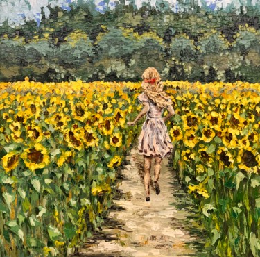 Peinture intitulée "Sunflower run, Impa…" par Tanya Stefanovich, Œuvre d'art originale, Huile