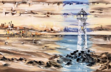 Painting titled "Colorless Lighthouse" by Tanya Stefanovich, Original Artwork, Oil