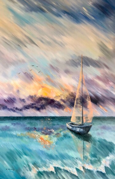 Peinture intitulée "Sailboat of atlantiс" par Tanya Stefanovich, Œuvre d'art originale, Huile