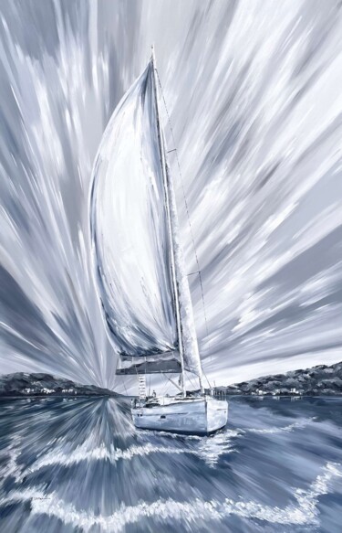 Pittura intitolato "Moon regatta" da Tanya Stefanovich, Opera d'arte originale, Olio