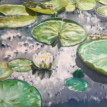 Malerei mit dem Titel "Lilies impasto" von Tanya Stefanovich, Original-Kunstwerk, Öl