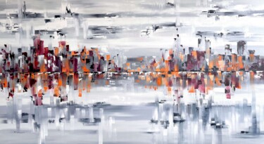 Painting titled "Grey city vision" by Tanya Stefanovich, Original Artwork, Oil