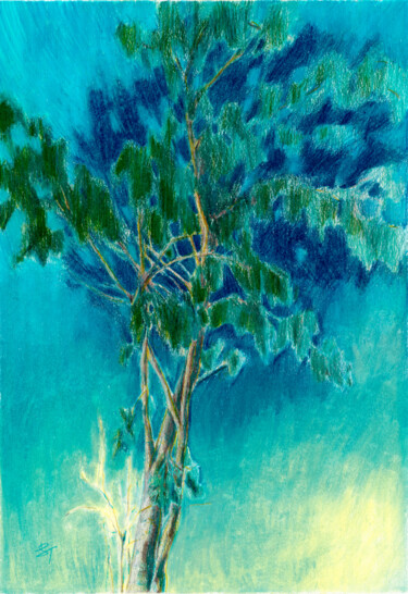 Картина под названием "Shadow by the Tree" - Tanya Sviatlichnaya, Подлинное произведение искусства, Пастель
