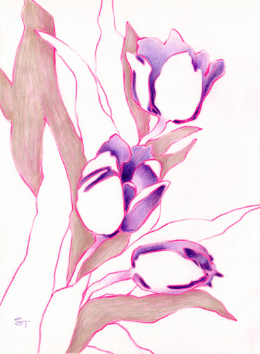 Dibujo titulada "The Violets' Celebr…" por Tanya Sviatlichnaya, Obra de arte original, Conté