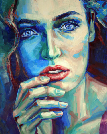 Картина под названием "Portrait of a girl" - Tanya Vell, Подлинное произведение искусства, Масло Установлен на Деревянная ра…