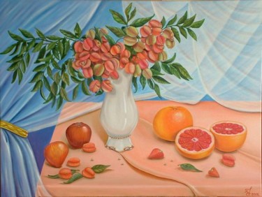 Painting titled "розовый натюрморт" by Tatyana Orlovezkaya, Original Artwork