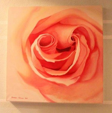 Painting titled "A rosa" by Tatiana Cerempei, Original Artwork, Oil
