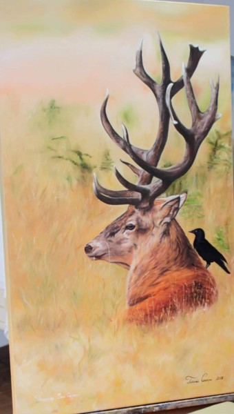 Pintura intitulada "Cervo de London" por Tatiana Cerempei, Obras de arte originais, Óleo