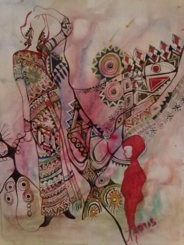 Peinture intitulée "la Danse" par Taous Ben Amara, Œuvre d'art originale, Huile