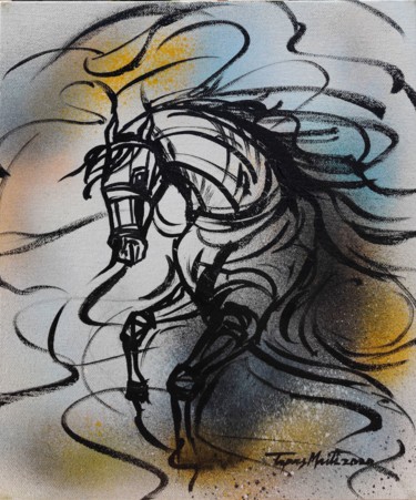 Painting titled "Horse5" by Tapas Maiti, Original Artwork, Acrylic