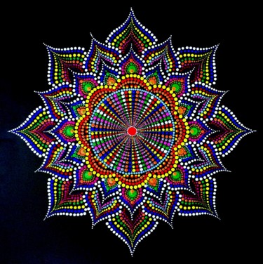Malerei mit dem Titel "Mandala | Lotus Sha…" von Tara Devi, Original-Kunstwerk, Acryl
