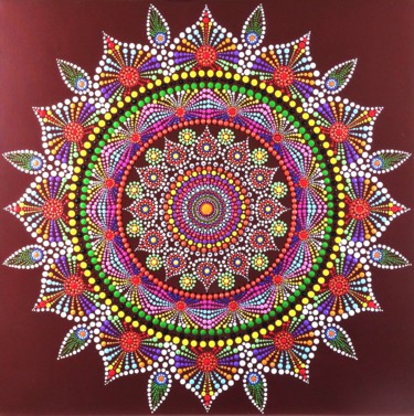 Malerei mit dem Titel "Mandala | Lotus Rati" von Tara Devi, Original-Kunstwerk, Acryl