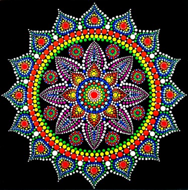 Malerei mit dem Titel "Mandala | Lotus Sav…" von Tara Devi, Original-Kunstwerk, Acryl