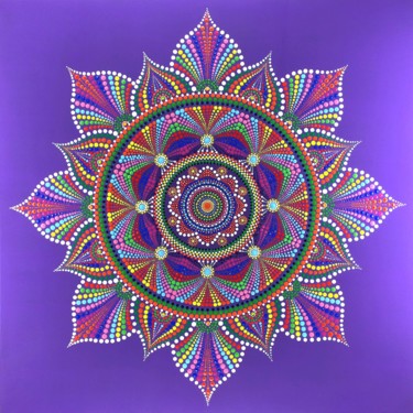 Painting titled "Mandala | Lotus Shi…" by Tara Devi, Original Artwork, Acrylic