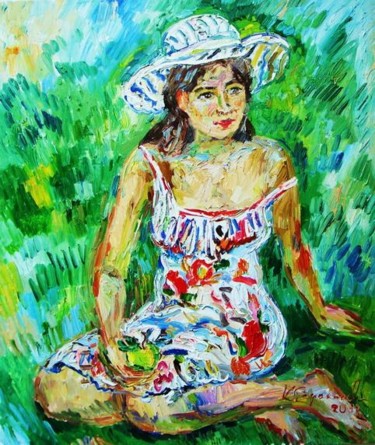 Painting titled "Портрет сестры Поли…" by Ksenia Tarakanova, Original Artwork