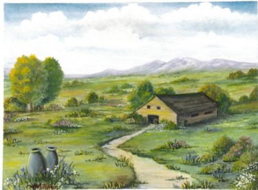 Painting titled "Barn in Spring" by Tara Milliken, Original Artwork