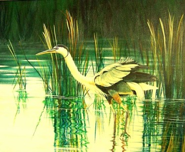 Painting titled "Great Blue Heron" by Tara Milliken, Original Artwork