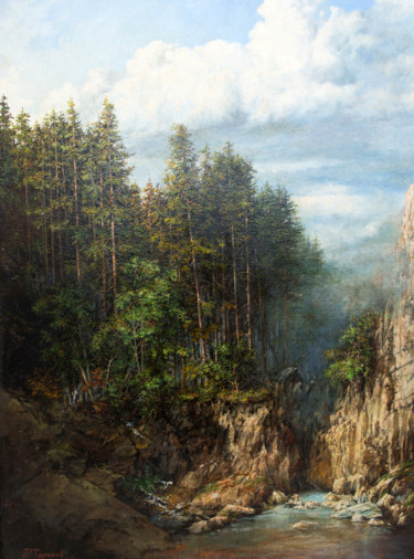 Schilderij getiteld "Горы (The mountains)" door Roman Taranov, Origineel Kunstwerk, Olie