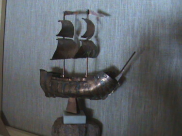 Sculpture titled "шхуна" by Taras, Original Artwork, Metals
