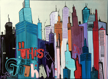 Peinture intitulée "This is Gotham" par Tarek, Œuvre d'art originale, Acrylique