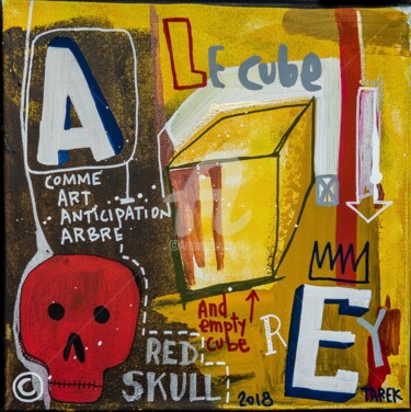 Malerei mit dem Titel "Le cube" von Tarek Ben Yakhlef, Original-Kunstwerk, Acryl