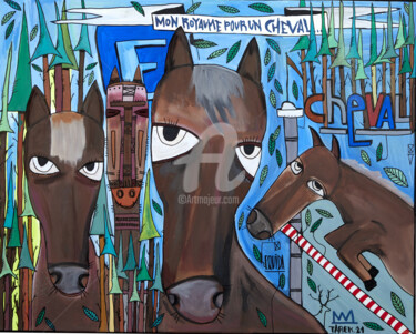 Painting titled "Horses" by Tarek Ben Yakhlef, Original Artwork, Acrylic
