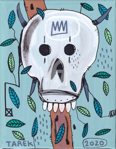 Schilderij getiteld "Skull #6" door Tarek Ben Yakhlef, Origineel Kunstwerk, Inkt