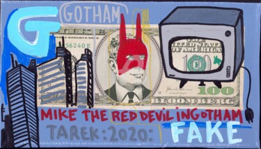 Malerei mit dem Titel "Mike the red devil" von Tarek Ben Yakhlef, Original-Kunstwerk, Acryl