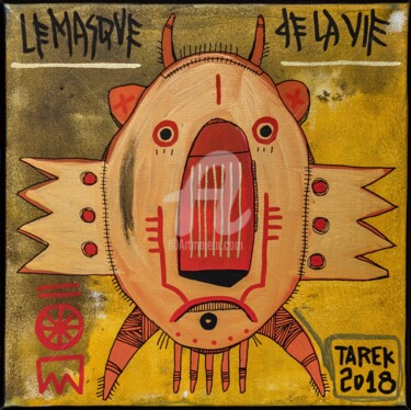 绘画 标题为“Le masque de la vie” 由Tarek Ben Yakhlef, 原创艺术品, 丙烯