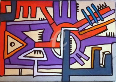 Painting titled "Small geometrik #2" by Tarek Ben Yakhlef, Original Artwork, Marker