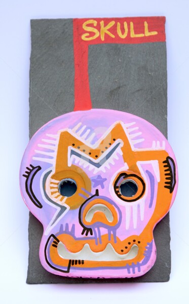 "Skull sur ardoise 3" başlıklı Heykel Tarek Ben Yakhlef tarafından, Orijinal sanat, Akrilik