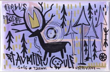 Peinture intitulée "Cervus" par Tarek Ben Yakhlef, Œuvre d'art originale, Marqueur