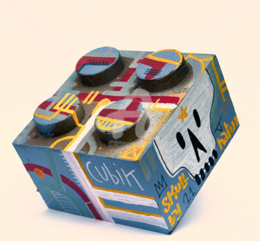 Skulptur mit dem Titel "Lego #Cubik" von Tarek Ben Yakhlef, Original-Kunstwerk, Acryl