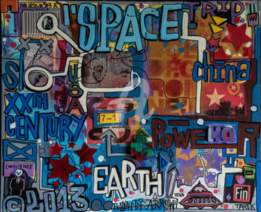 Картина под названием "Space" - Tarek Ben Yakhlef, Подлинное произведение искусства, Акрил Установлен на Деревянная рама для…