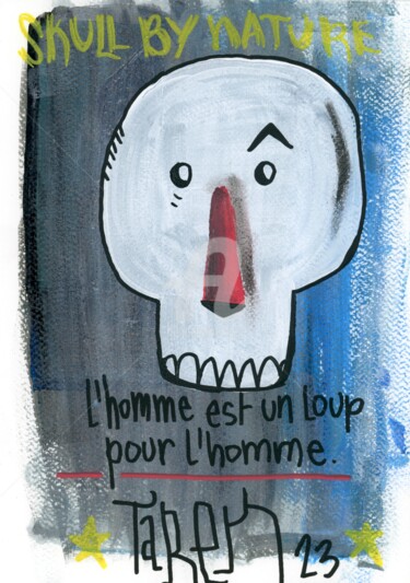 「L'homme est un loup」というタイトルの描画 Tarek Ben Yakhlefによって, オリジナルのアートワーク, インク