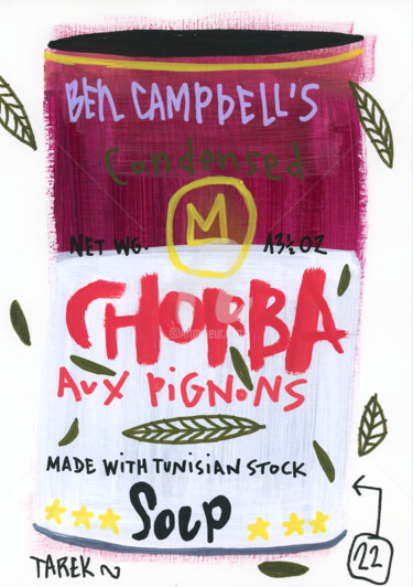 Σχέδιο με τίτλο "Campbell's chorba" από Tarek Ben Yakhlef, Αυθεντικά έργα τέχνης, Μελάνι