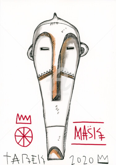 Rysunek zatytułowany „Mask #2” autorstwa Tarek Ben Yakhlef, Oryginalna praca, Atrament