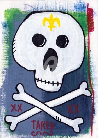 Zeichnungen mit dem Titel "The royal Skull" von Tarek Ben Yakhlef, Original-Kunstwerk, Tinte