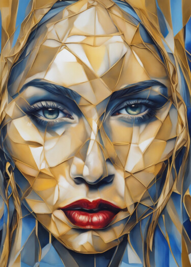 Digital Arts titled "Abstract face" by Tarek Mesbahi, Original Artwork, AI generated image