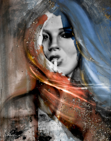 Painting titled "Kate Moss - Never c…" by Art By Tar (Www.Artbytar.Nl), Original Artwork, Graphite Mounted on Plexiglass