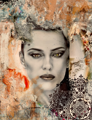 Картина под названием "Behind her eyes" - Art By Tar (Www.Artbytar.Nl), Подлинное произведение искусства, Графит Установлен…
